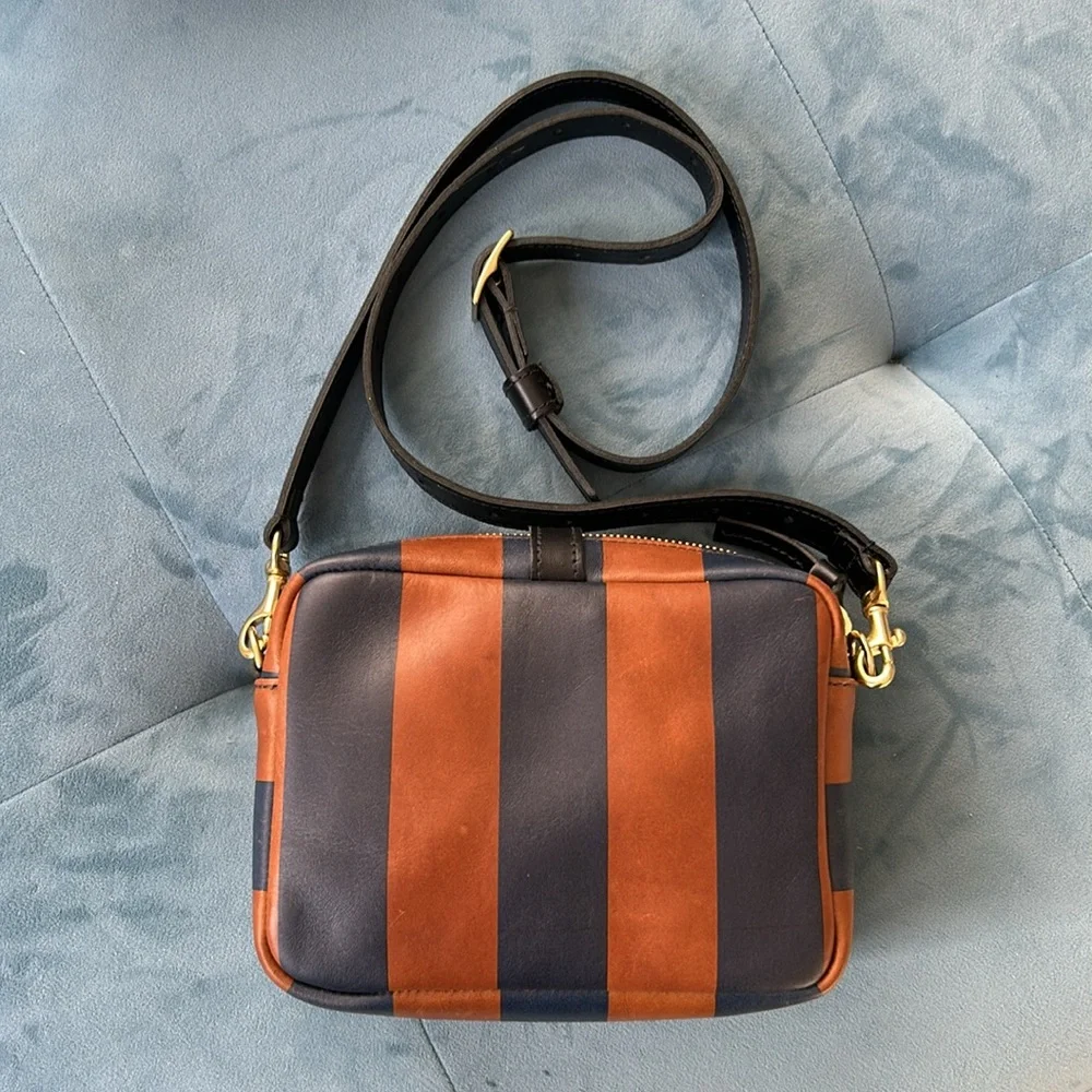 Striped Blue and Brown Crossbody Bag - Picture 3 of 6